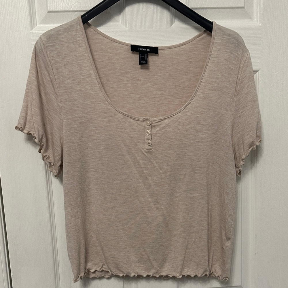 Forever 21 Light Beige Short Sleeve Top